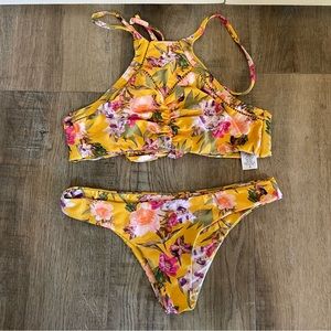 Beach Riot Floral Bikini in Yellow and Pink